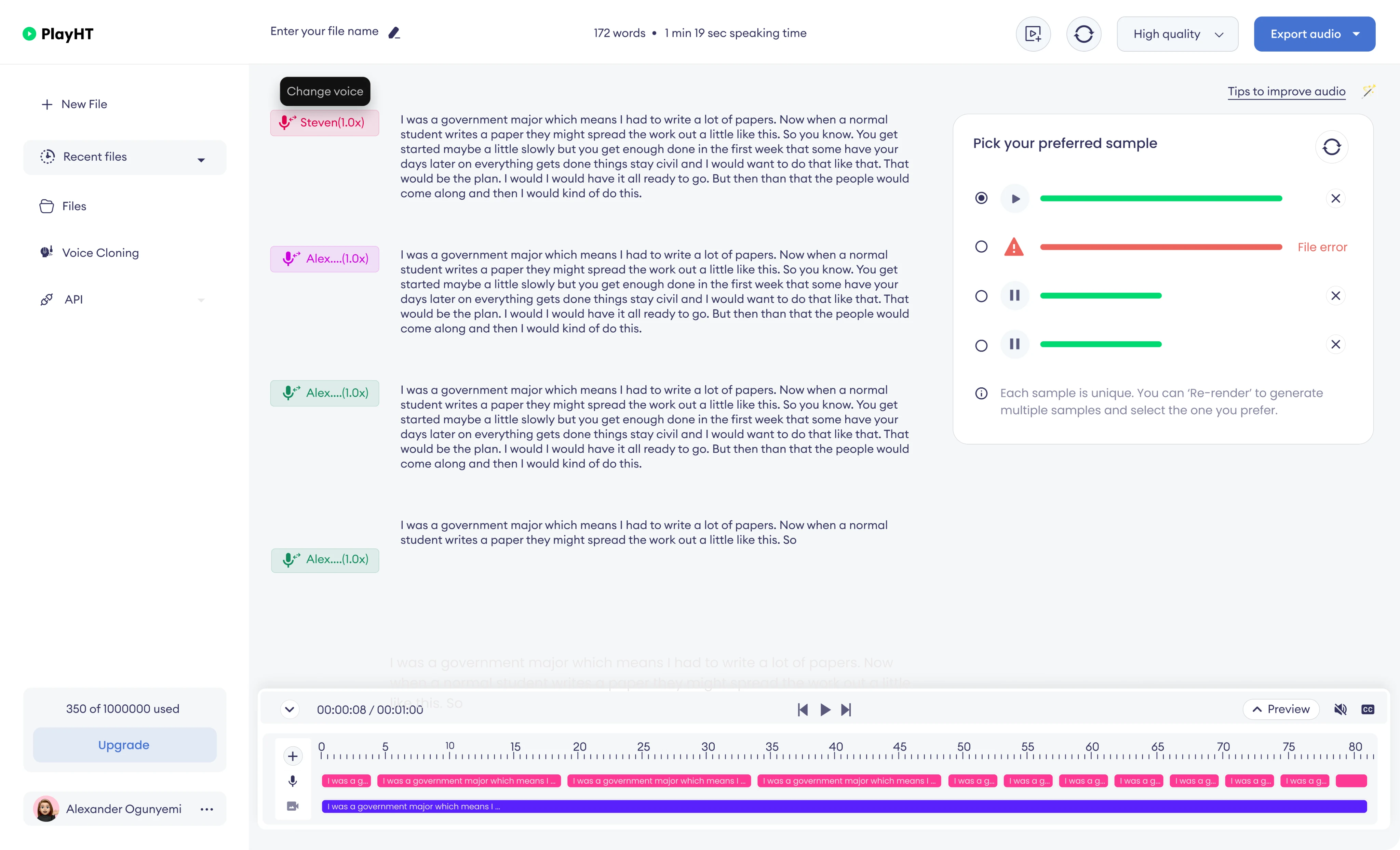 PlayHT 1.0 Kettle Editor • AI Voice Generator.